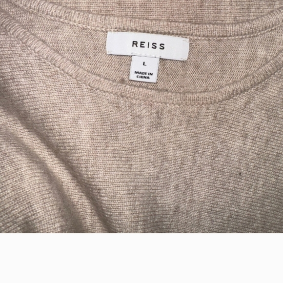 REISS Leila Ruched Sleeve Midi Dress in neutral, size L EUC, worn twice! - Picture 3 of 5